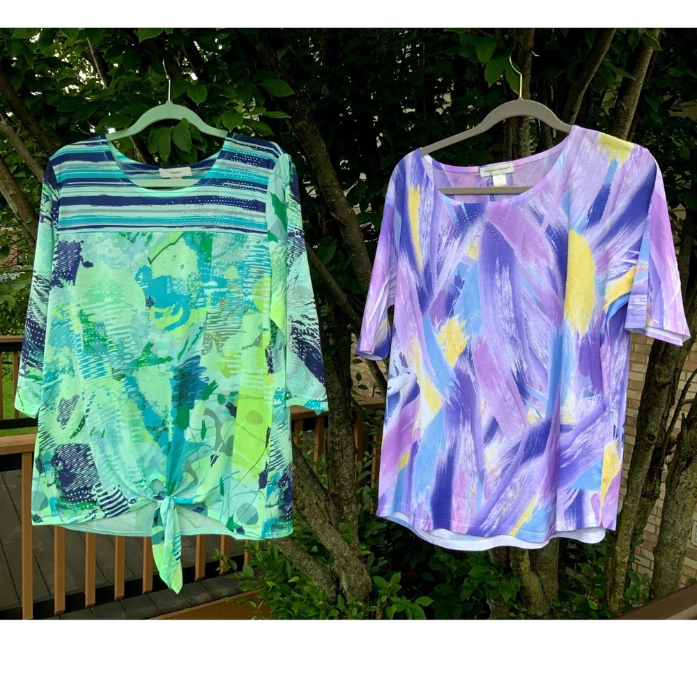 Women's Abstract Print Tops Bundle Colorful Casual XL‎ Summer blouses XL